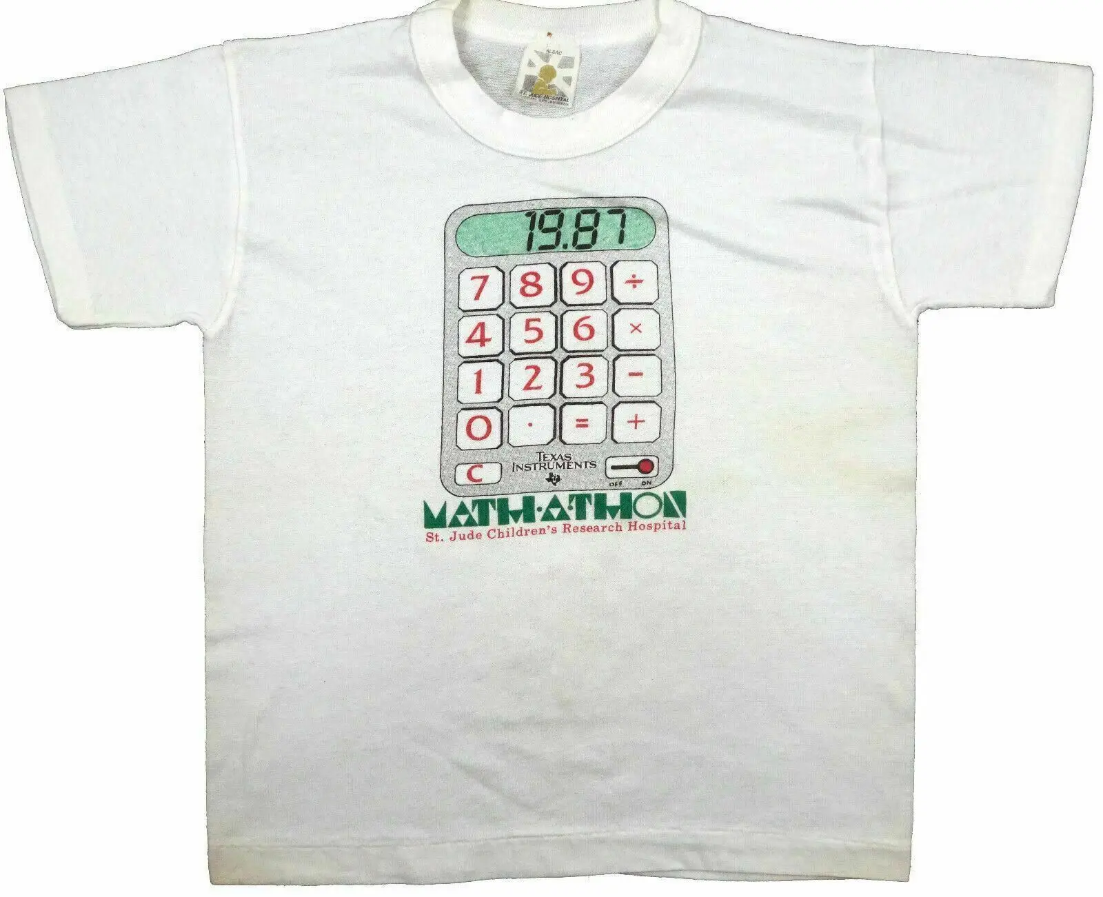 Texas Instruments Calculator 1987 Vintage T Shirt Mathathon Mathletes St Jude Xs