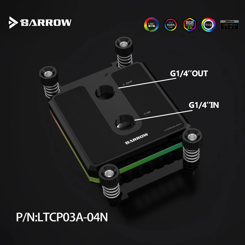 

Barrow CPU Water Cooler Block Use for AMD RYZEN AM3/ AM4 / AM5 POM Brass Metal Top / 5V A-RGB Light LTCP03A-04N