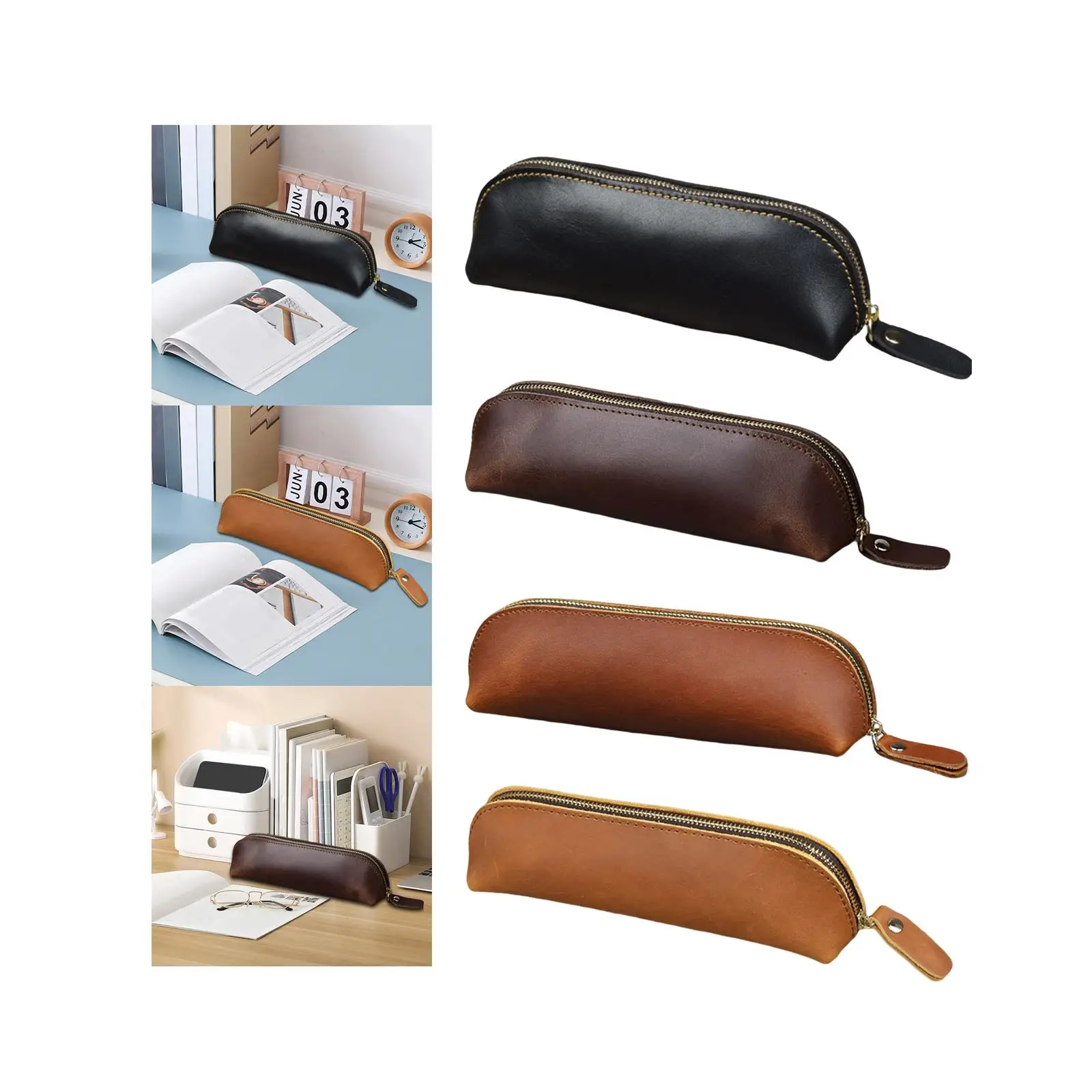 

Retro Pencil Case Storage Organizer Stationery Holder Gifts PU for Teenagers
