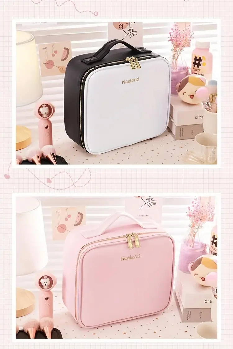 3-farbige tragbare Reise-Make-up-Tasche mit Spiegel und wiederauf ladbarer LED-Licht-wasserdicht, ohne Duft und Lithium-Batterie – Detail 10