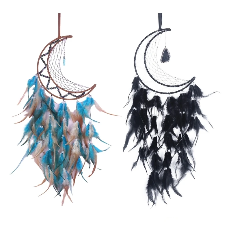 Handmade Dream Catchers with Moon Wall Hanging Ornaments Car Pendant