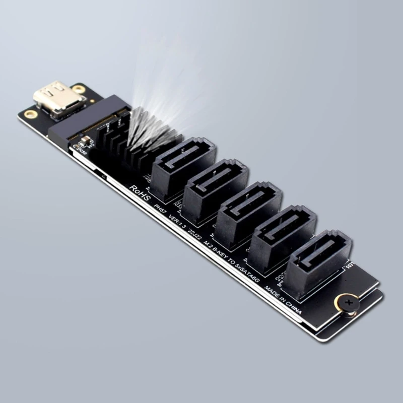 6Gbps TypeC to SATA3 Expansion Card with JMB575 Chip PCIE to SATA3 Expansion Adapter Card with Led Indicators
