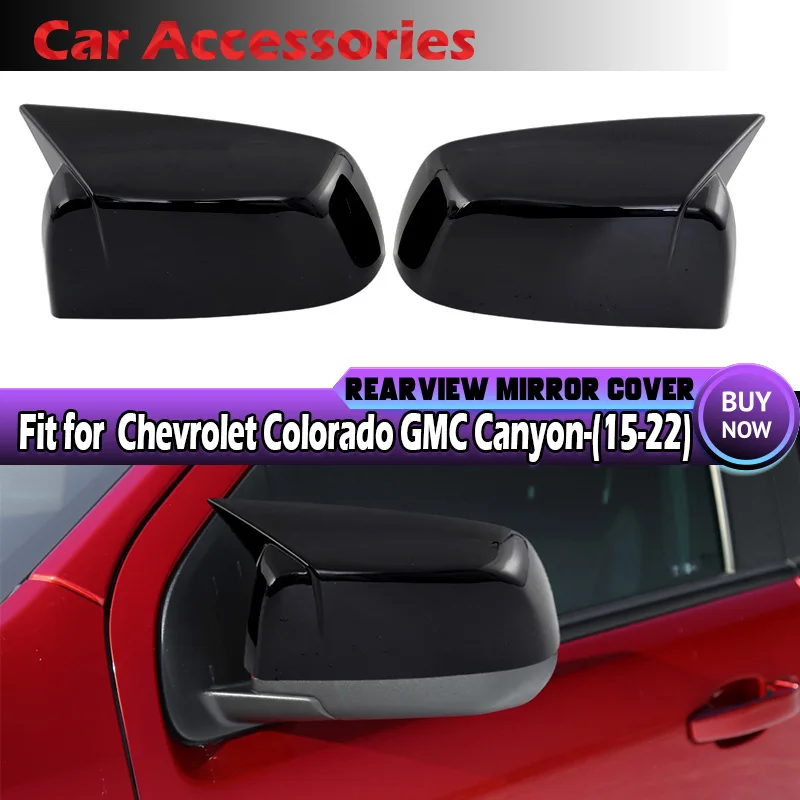 1 Pair Rearview Mirror Cover Shell Gloss Black Fit For Chevy Colorado GMC Canyon 2014-2022 Side Wing Mirror Caps Car Accessories