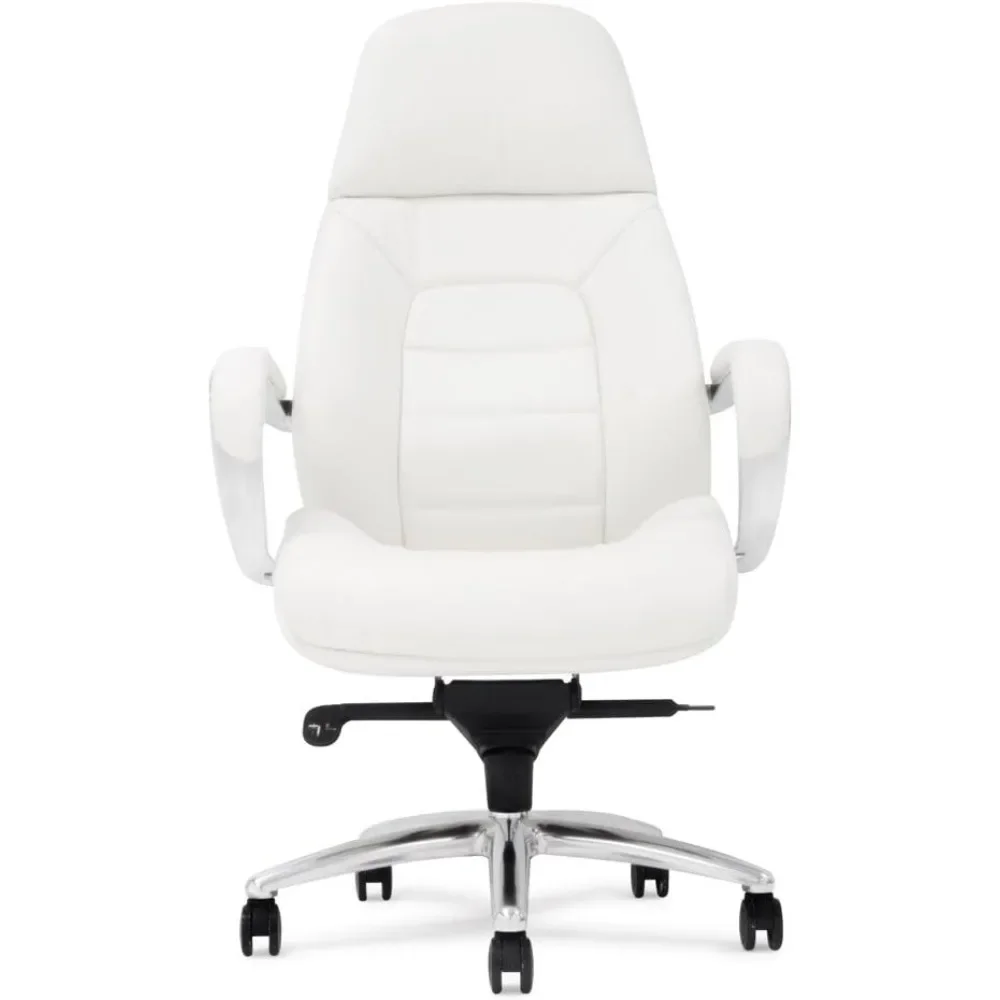 

Furniture Gates Genuine Leather Aluminum Base High Back Executive Chair - White