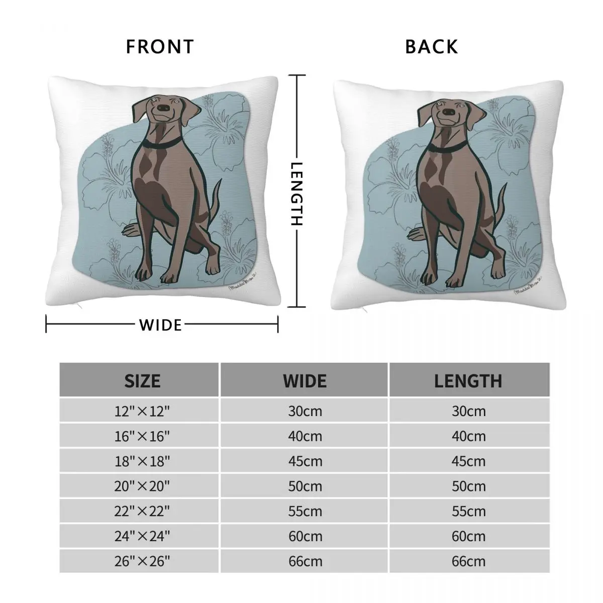 Weimaraner الكلب مع هاواي المزاج المخدة البوليستر الكتان المخملية الإبداعية البريدي وسادة رمية مزخرفة غطاء مقعد أريكة