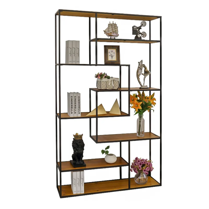 

American industrial style floor rack, simple living room multi-layer office wrought iron partition rack