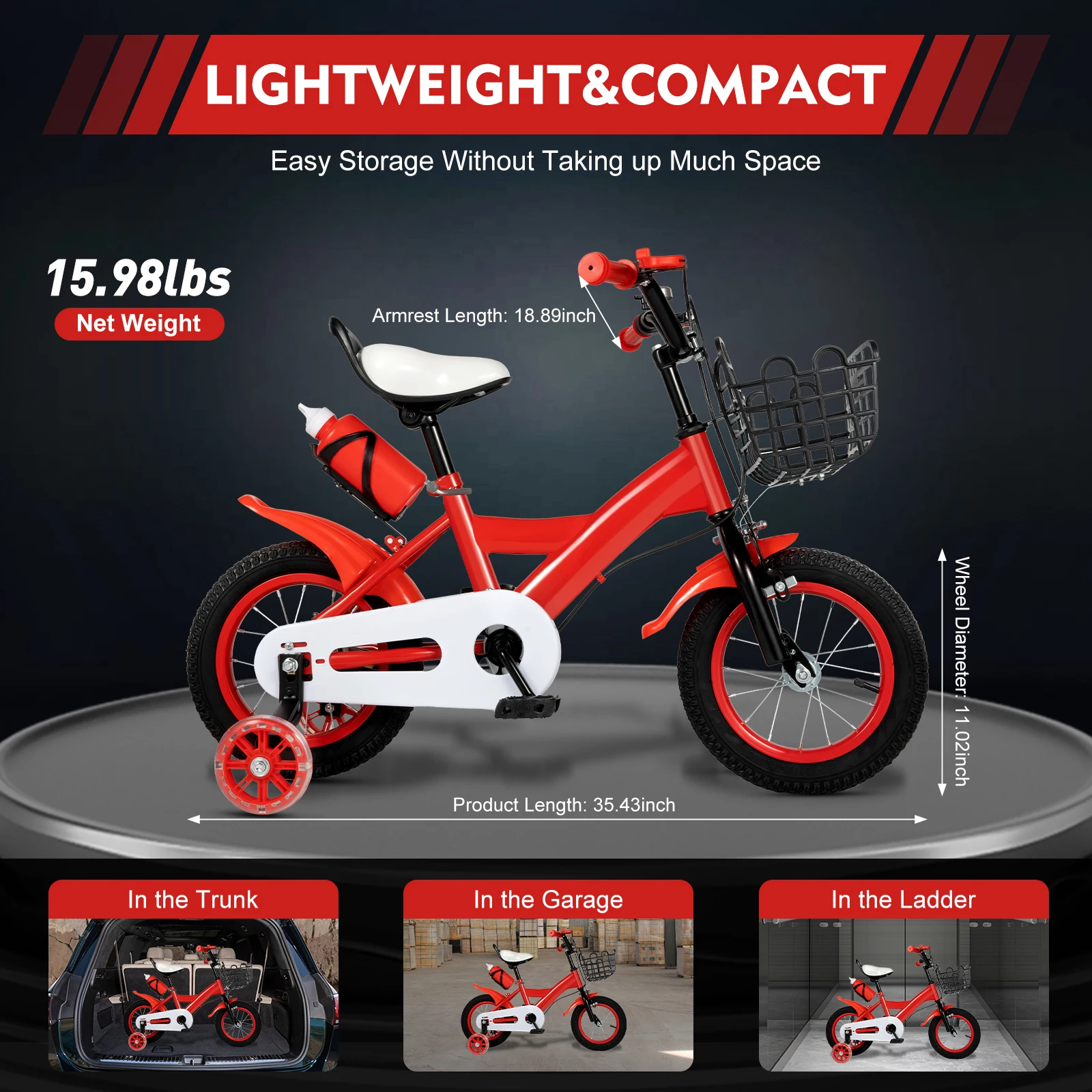 12Inch Children Bicycle Bike Boys&Girls Bike with Stabilisers Training Wheel