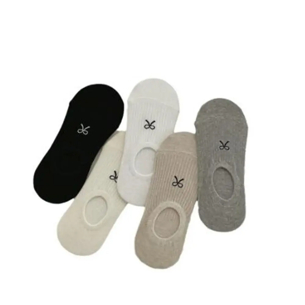 New Breathable Bowknot Socks Solid Color Y2K Short Socks Thin Cotton Boat Socks