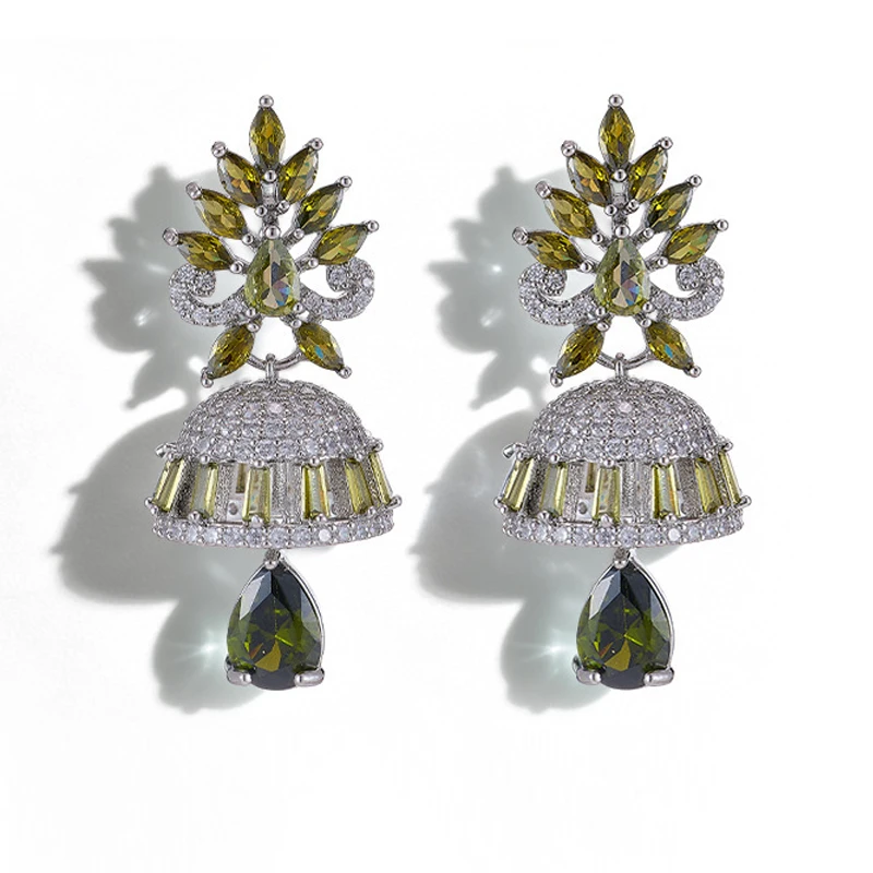 Multicolor Zircon Bell Jhumka Earrings Boho Gypsy Long Tassel Water Drop Dangle Earring Ethnic India Women Evening Party Jewelry