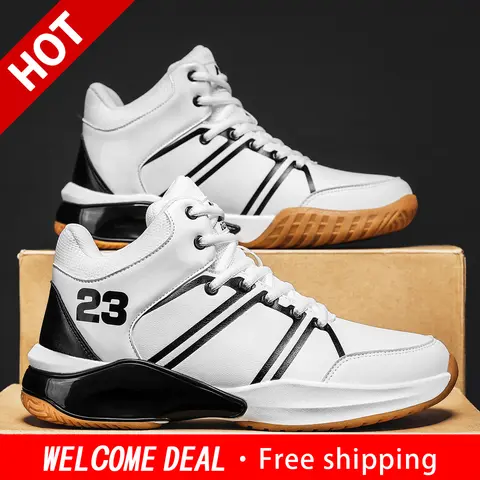 Men Women High Top Basketball Sneakers Classic Black White Outdoor Street Trend Versatile Casual Sport Shoes