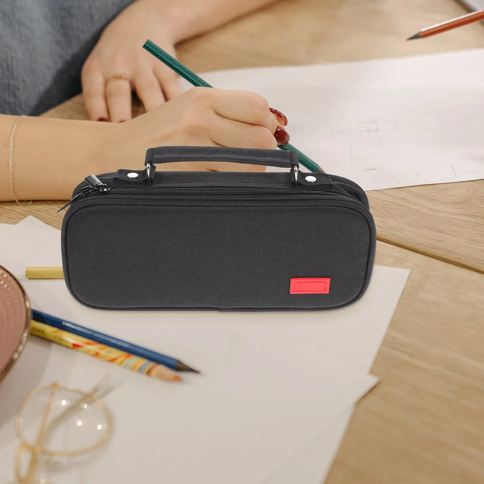 Large Capacity Pencil Bag Portable Stationery Organizer For Students Kids Canvas Zipper Pen Pouch Multi-Function Household