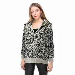 American Retro Subculture Leopard Print Hoodie Autumn New Gothic Style Long Sleeve Hoodies Y2k Loose Casual Women's Clothing