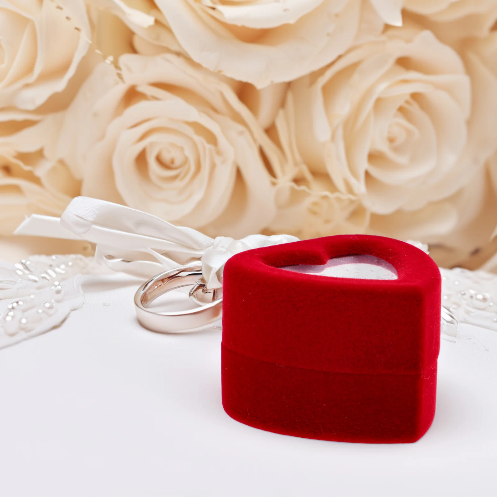 

Valentine Box Heart Shape Jewelry Storage Case For Engagement Wedding Anniversary Ring Chest Ring Presentation Box