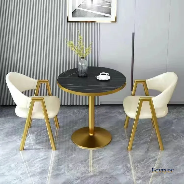 HYS small apartment balcony negotiation table and chair group simple reception sales office small round table coffee milk
