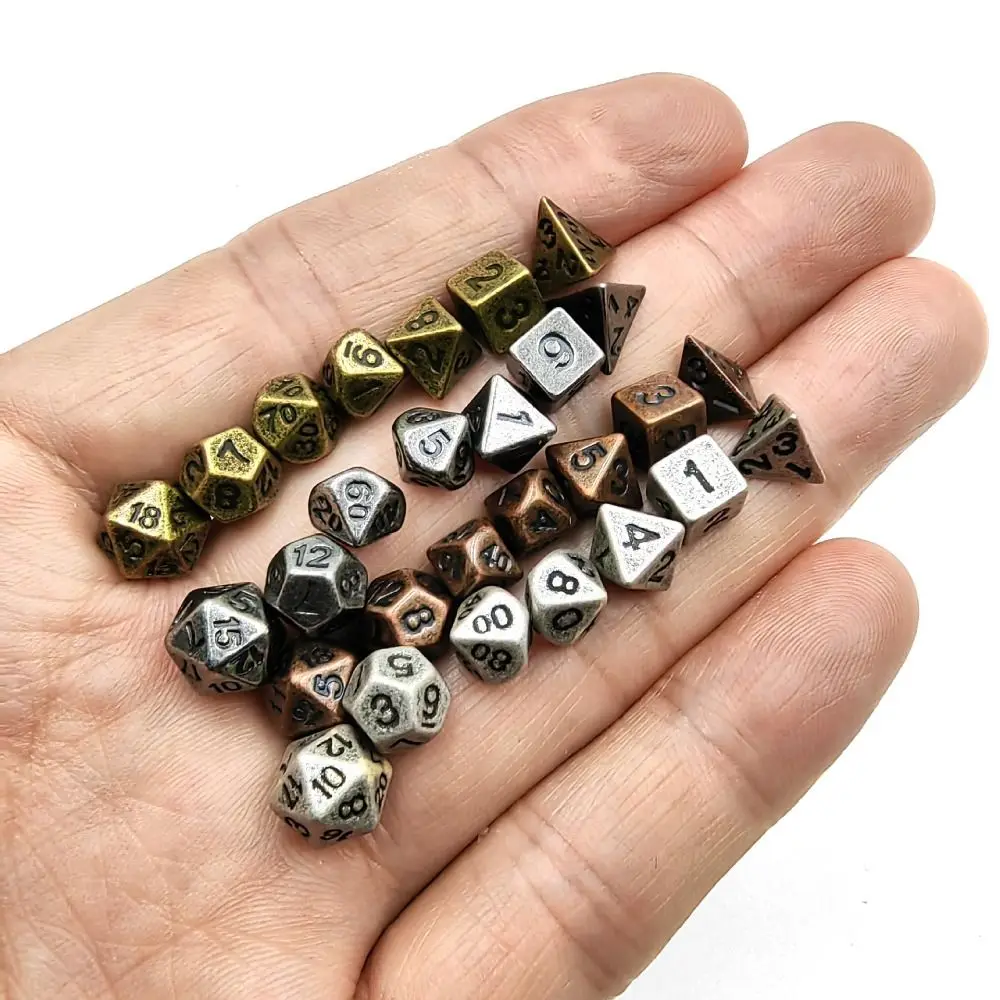 Excellent Kirsite RPG Dice Gold Silver Bronze Polyhedron Dice Set Metal Dice Game