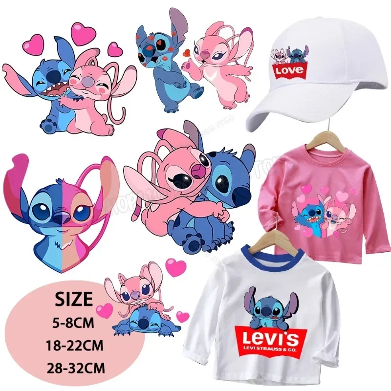 Disney Stitch Heat Transfer Stickers Cartoon Anime for T Shirt Hoodie Clothes DIY Kids Patches Iron on Transfer Applique Gift