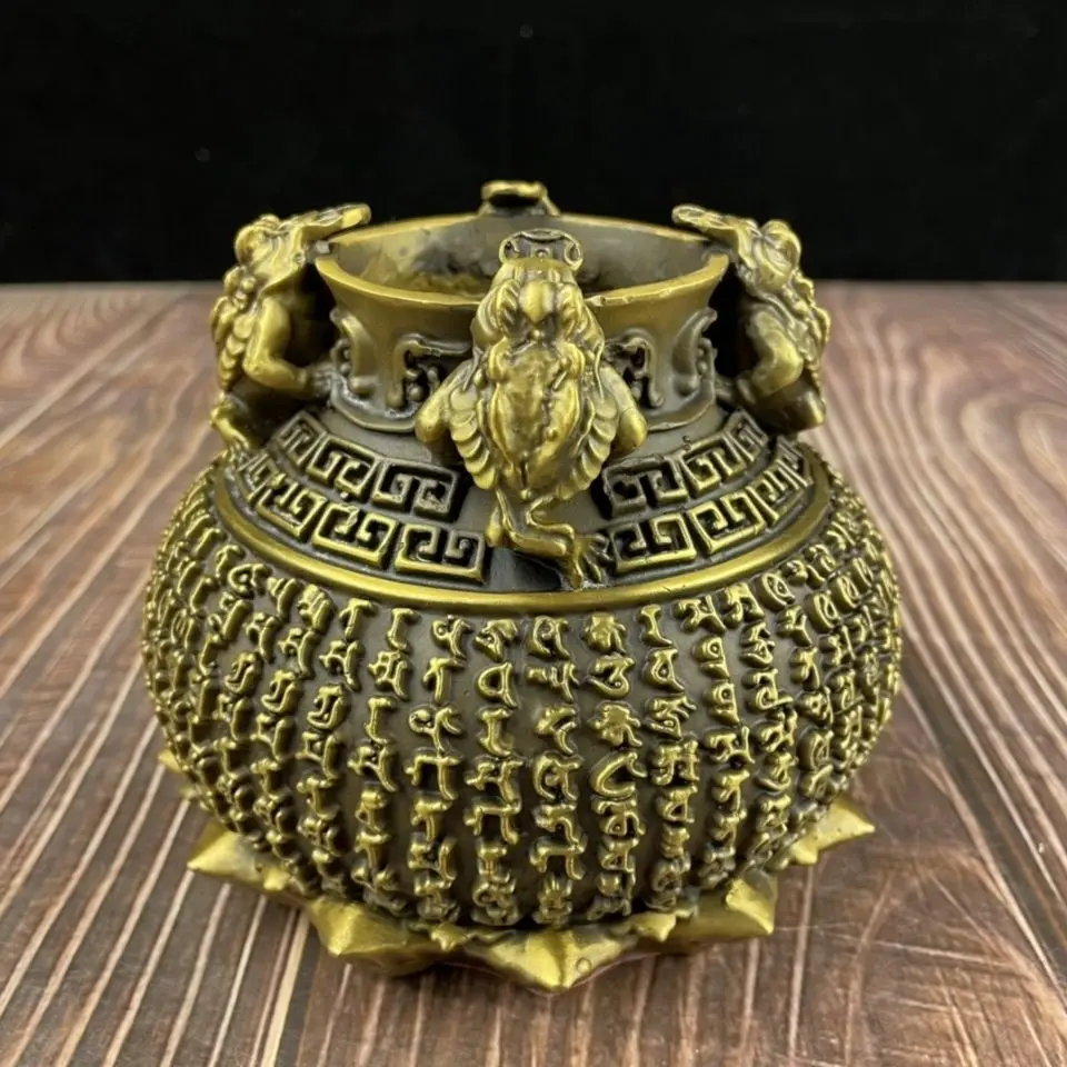 Four-sided golden toad Treasure Bowl  Statue Sculpture Figurines Home Garden Decoration Statues For House ﻿