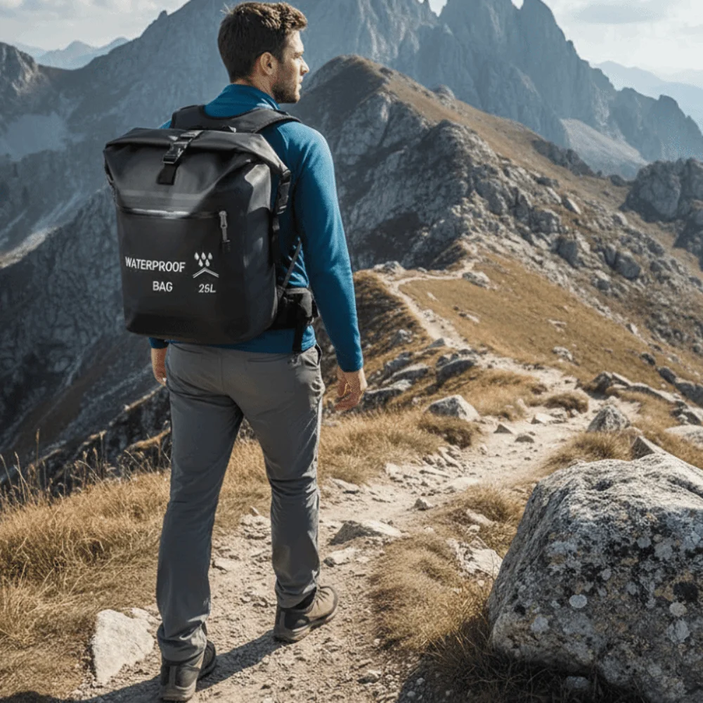 حقيبة ظهر مقاومة للماء بسعة 25 لتر، مادة سميكة، حقيبة تخزين للشاطئ قابلة للطي، حقيبة ظهر للسباحة مقاومة للماء