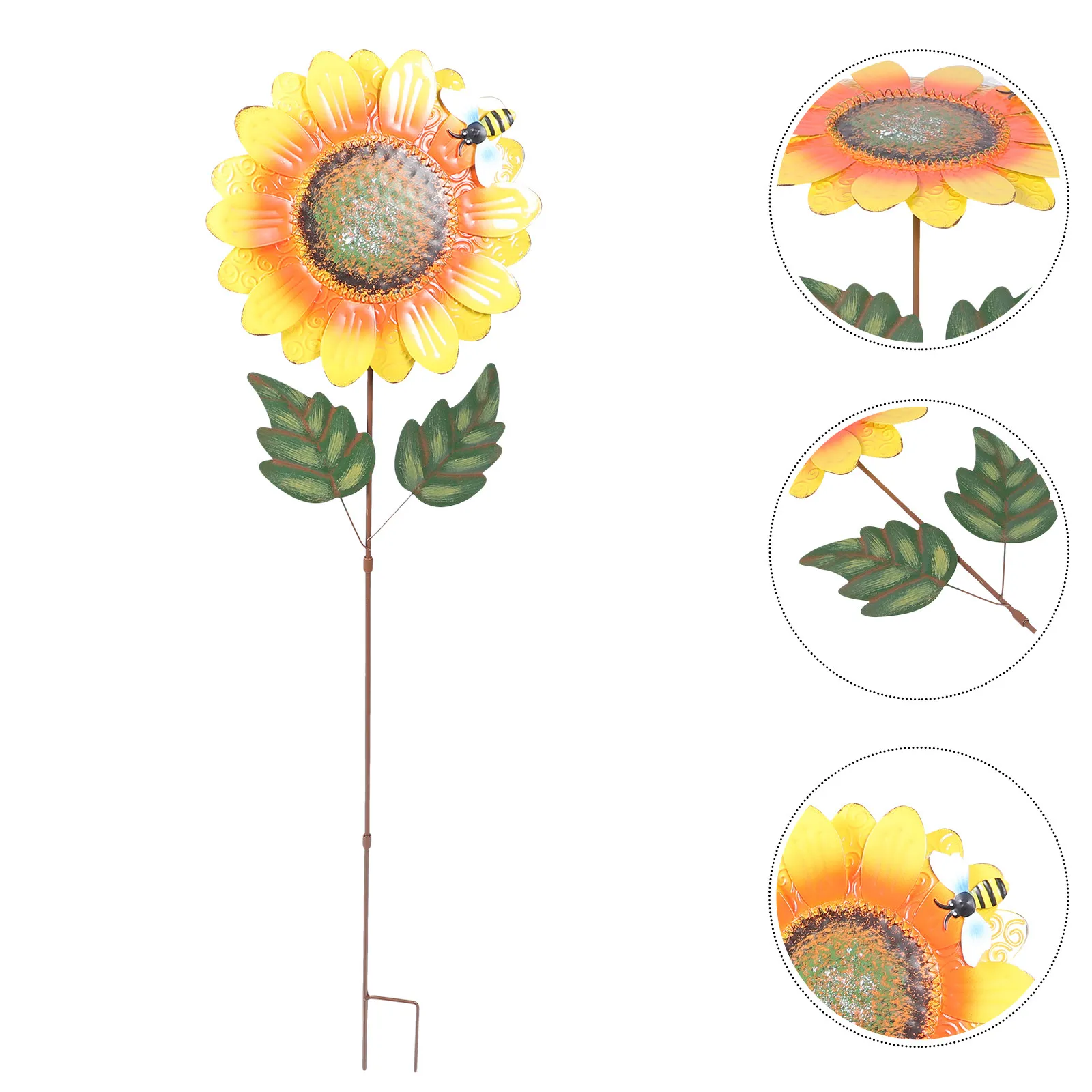 

Metal Sunflower Garden Stake Decorative Ground Insert for Bonsai Vase - Rustic Lawn Art Outdoor Pathway Decoration Fixture