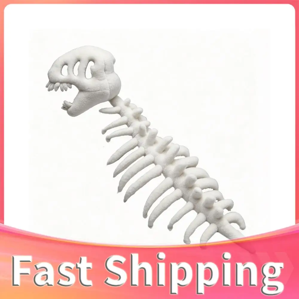 

3D Plush Dino-saur Skeletons Costume Set Cozy Dinosaur Skeleton Plush Costume Realistic with Hood for Man Women Dress-Up Parties and Photos (White Children Size)