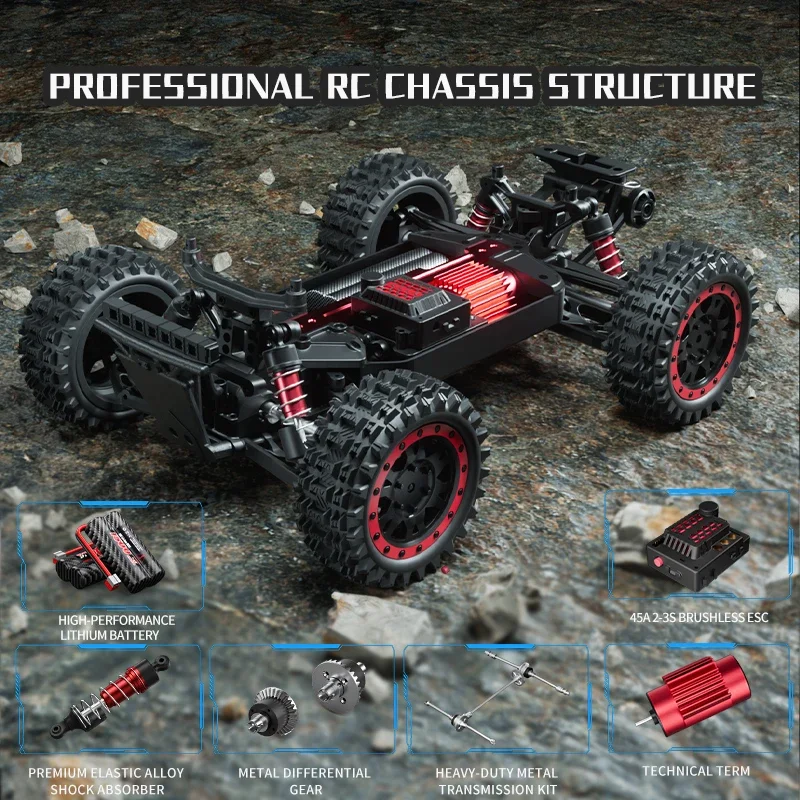 80KM/H 1:16 High Speed Electric RC Truck Car 2.4G 4WD Independent Suspension Off Road Climb Brushless Drift RC Racing Car Toys