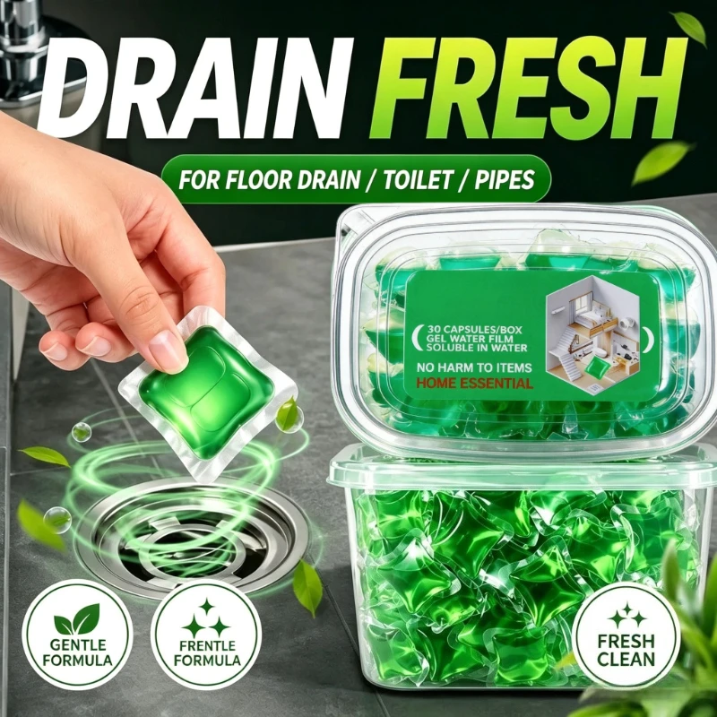Odor Removal Sewer Cleaner Scented Gel Airs Freshener For Sinks Drains Gel Water Film Soluble In Water For Kitchen For Bathroom