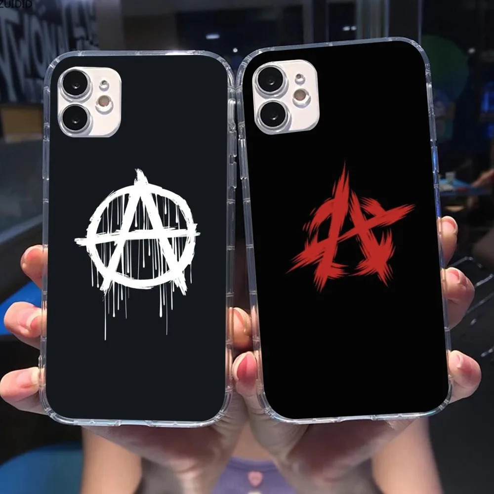 Anarchy Symbol Mobile Cell Phone Case for iPhone 15 14 13 12 11 XS X 8 7 6 Plus Mini Pro Max SE 2022 Clear Phone Cover Funda