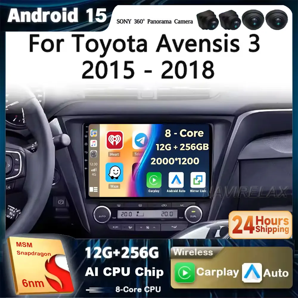 

Android 15 Carplay Auto GPS для Toyota Avensis 3 2015 2016 2017 2018 Автомобильный радиоприемник Мультимедиа 2 DIN Стерео головное устройство BT Плеер Видео