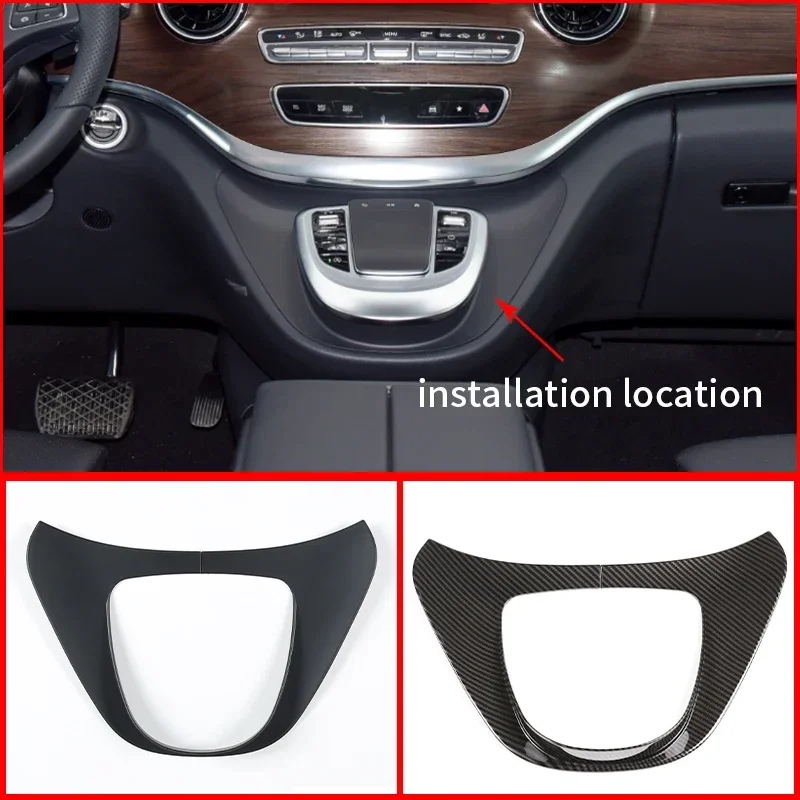 For Mercedes Benz V Class W447 V250 V260 15-2022 ABS Carbon Fiber Car Central Control Multimedia Panel Trim Stickers Accessories