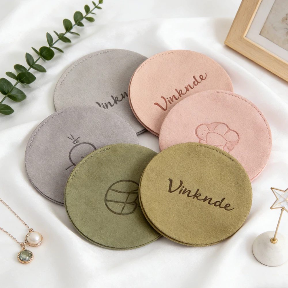 

50Pcs Bulk Custom Logo DIY Design Luxury Microfiber Package Bag for Rings Earrings Necklace Round Gift Jewelry Storage Pouches