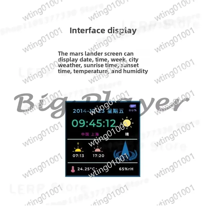 for Mars Lander Handmade Desk Clock with Thermometer and Hygrometer Unique Spacecraft Model Decor Gift