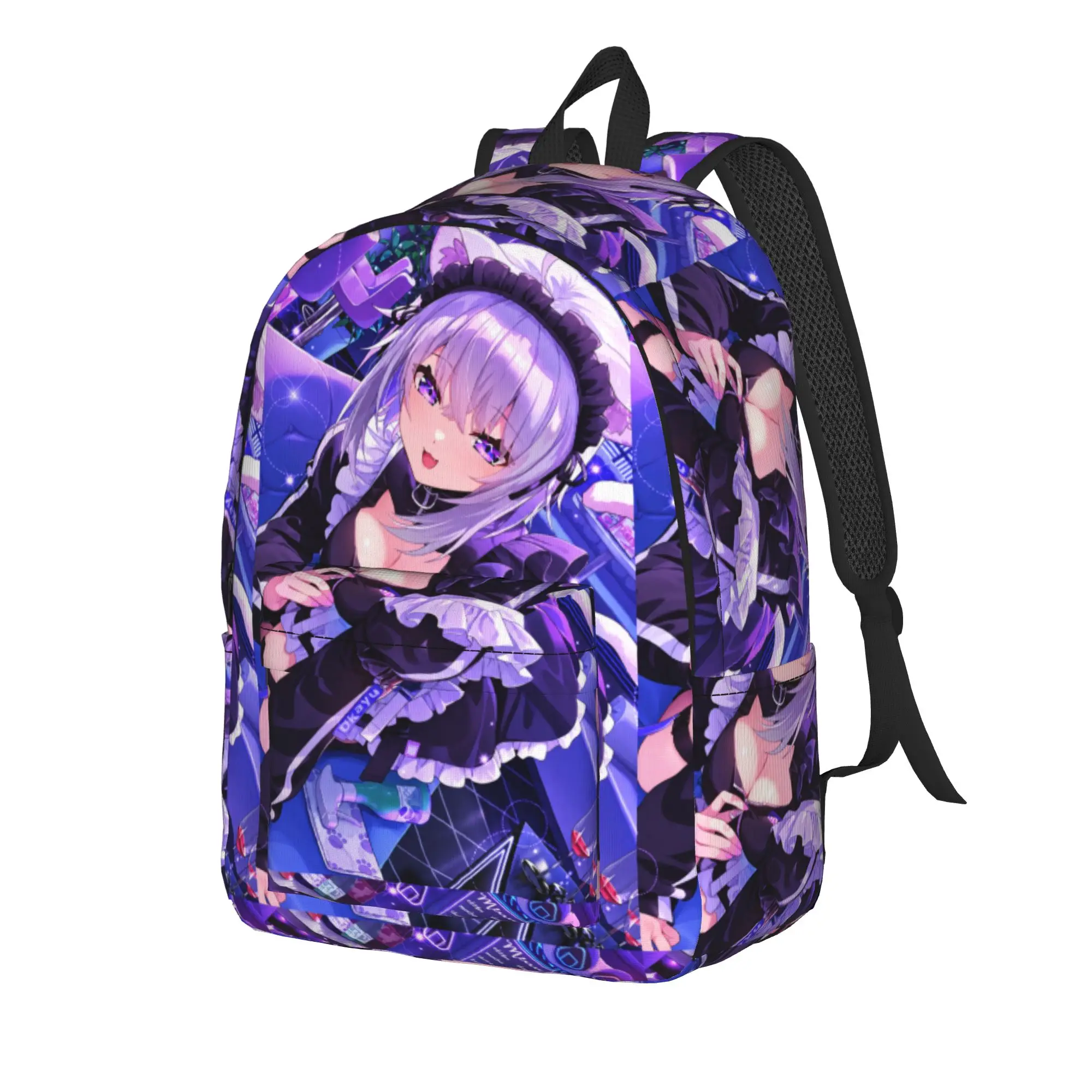 Hololive Gamers Nekomata Okayu Maid Backpack Boy Girl  Soft Backpacks Polyester Elegant School Bags Hiking High Quality Rucksack