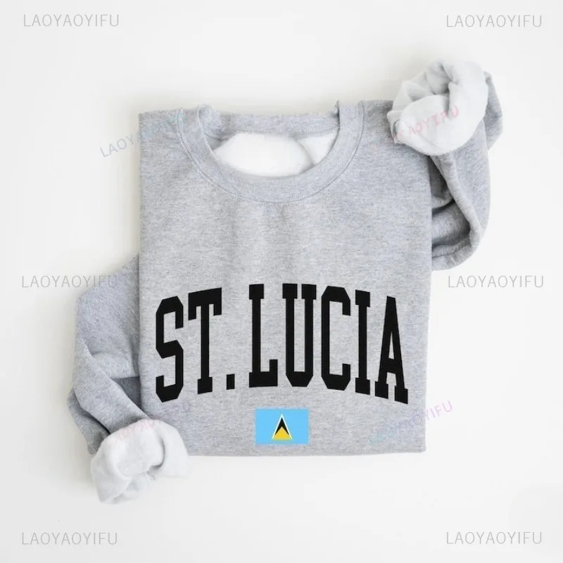 Bluza Saint Lucia z flagą St. Lucia, bluza z kapturem, bluza podróżnicza w stylu karibskim, sweter w stylu college, ciepła i wygodna, różne kolory