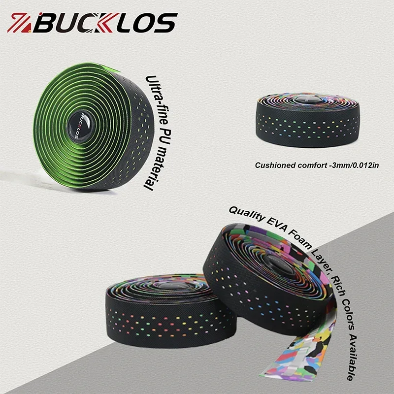 BUCKLOS Fahrradband PU EVA Rennrad Lenkerwickel Stoßdämpfung Drop Lenkerband Rennradbänder mit Bar End Plug – Detail 3