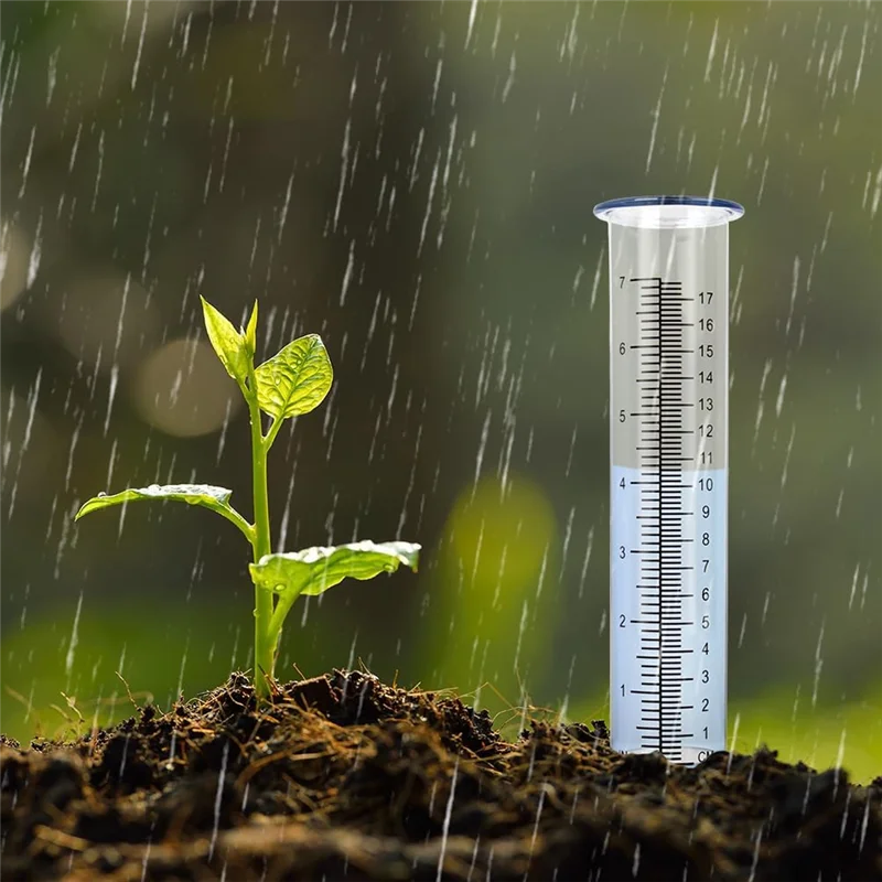 LLCS-2Pcs أنبوب استبدال مقياس المطر البلاستيكي مع مقياس مياه المطر بسعة 7 بوصة لساحة الحديقة في الهواء الطلق متين وسهل التركيب