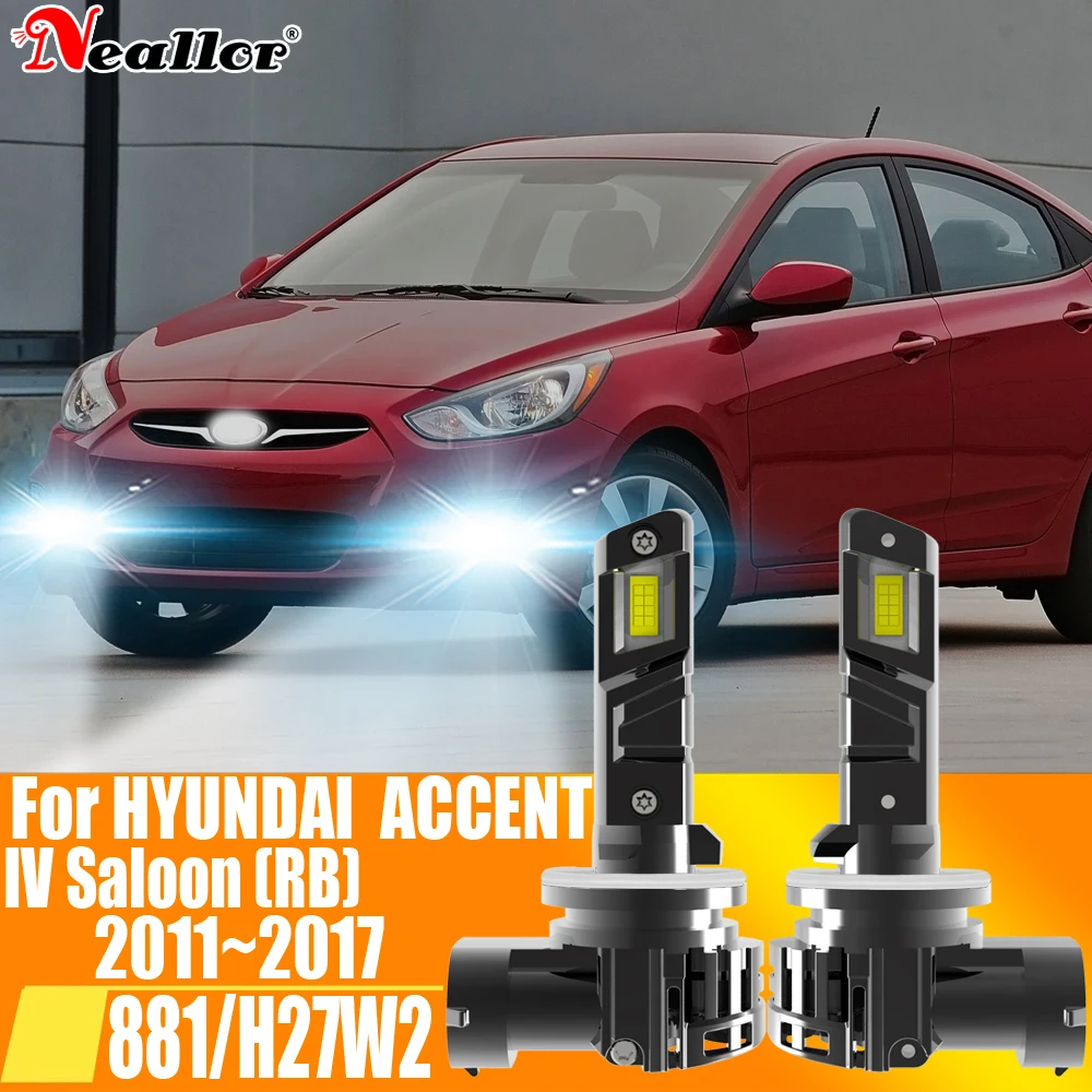 

H27W2 881 Led Headlight Canbus No Error Car Bulb High Power H27 White Fog Light Diode Lamp 12v 55w For Hyundai Accent 2011~2017