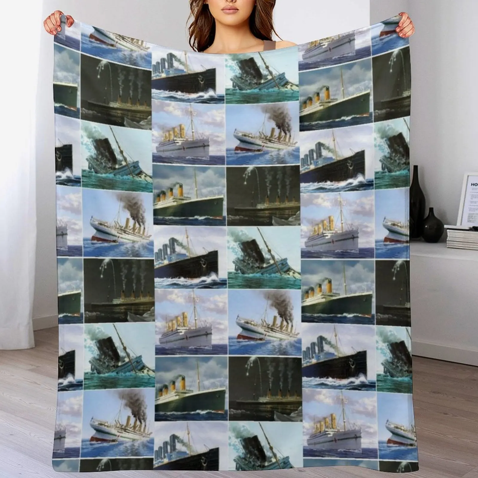 Titanic,iceburg,white star star liners,ship Throw Blanket Quilt Weighted Multi-Purpose Blankets