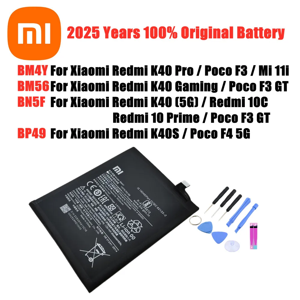 

Оригинальный аккумулятор BM4Y BM56 BN5F BP49 для Mi 11i Poco F4 F3 GT Xiaomi Redmi K40 Pro Gaming K40S/Redmi 10C 10 Prime Phone Battery