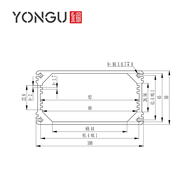 Custom Aluminum Electronics & Instrument Extruded Enclosure By Manufacturer Waterproof Junction Box M03 100*50MM