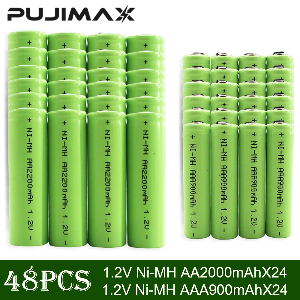 PUJIMAX 1.2V AA 2200mah Rechargeable Battery 1.2V AAA 900mah Ni-MH Batteries for Philips Electric Shaver Razor Braun Toothbrush