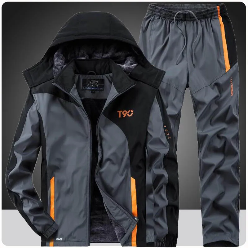 メンズの厚くて暖かいパーカーとスウェットパンツのセット、フリーストラックスーツ、スポーツウェア、秋、冬、スポーツスーツ、衣類