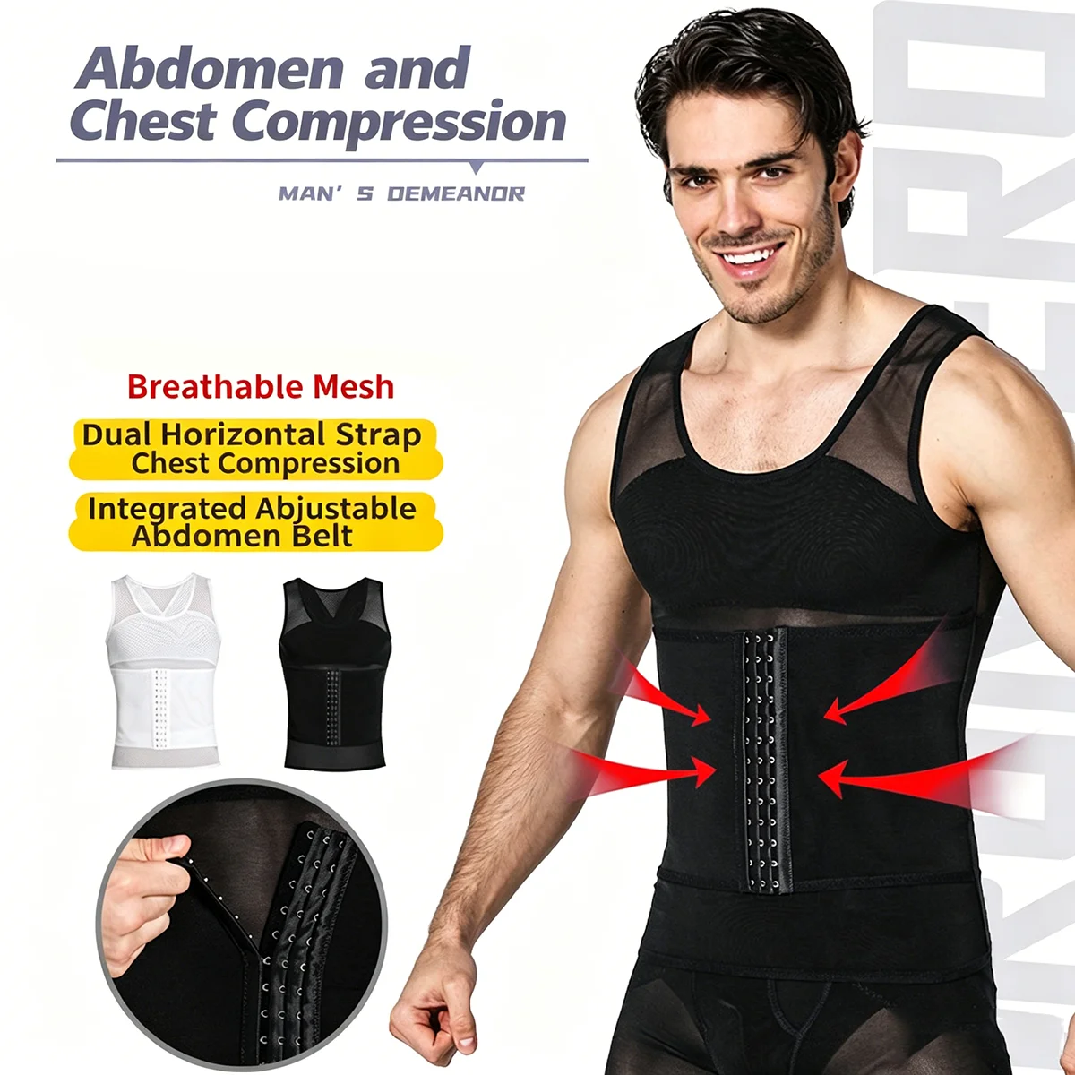 Mens Body Shaper Compression Vest Abdomen Shapewear Tummy Slimming Sheath Gynecomastia Shapers Corset Waist Trainer Fajas Tops