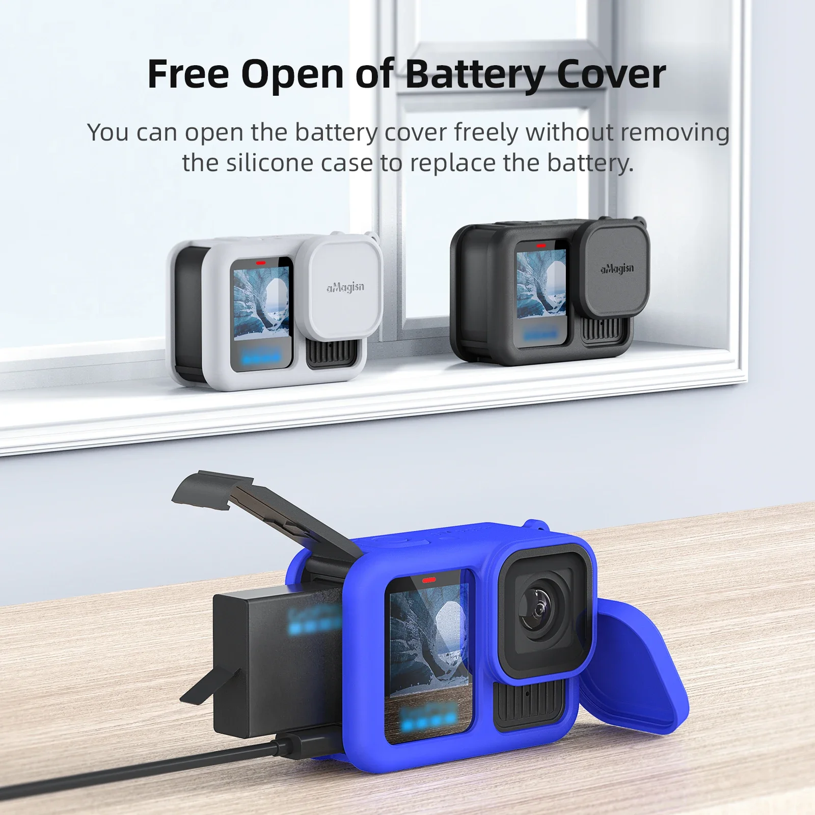 AMagisn-Étui de protection en silicone pour GoPro Fore13, résistant à 360, batterie gratuite, accessoires pour caméra d'action latérale