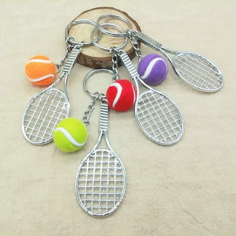Tennis Racket Keychain - Cute Sport Mini Keychain Pendant Car Keyring Sports Key Chain Love Sports Gifts