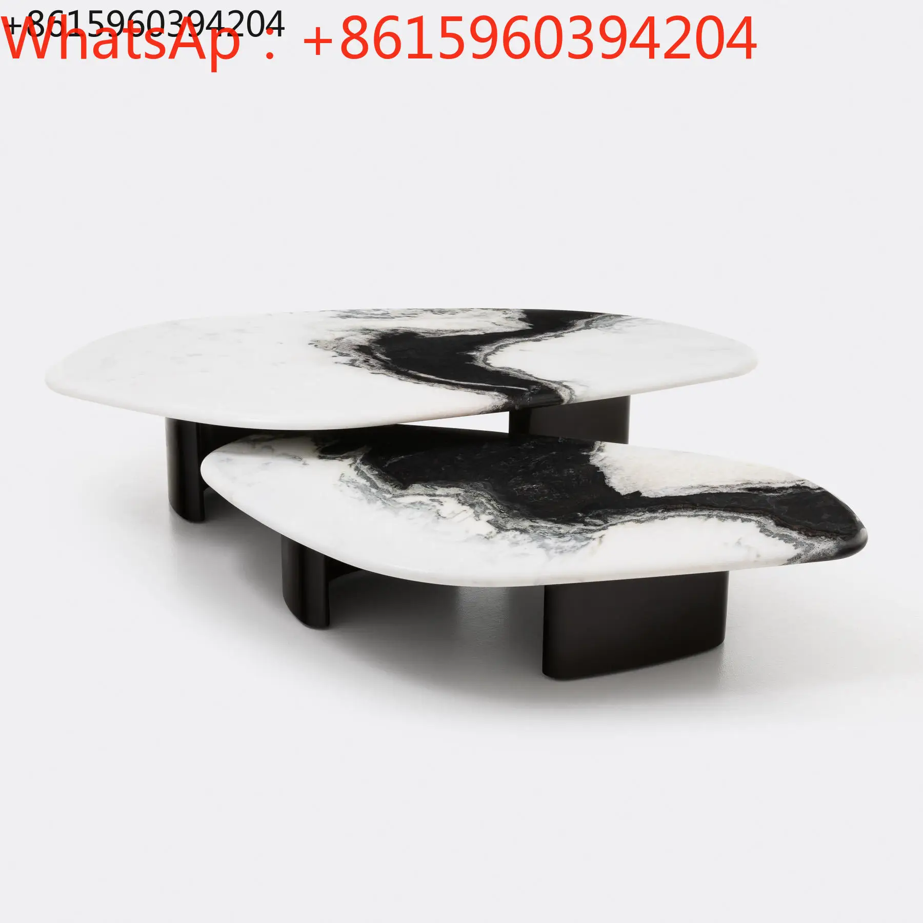 Custom Italian minimalist abnormal natural marble tea table panda white creative modern simple high-end custom villa tea table