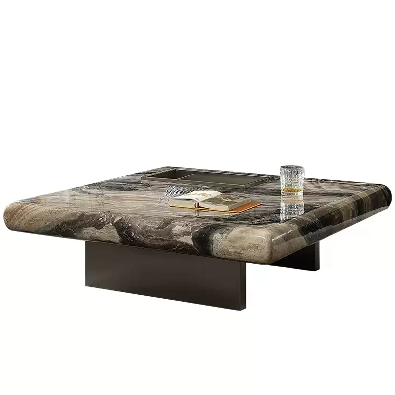 Natural marble coffee table light luxury high-grade microcrystalline stone modern simple high-end living room coffee table squar