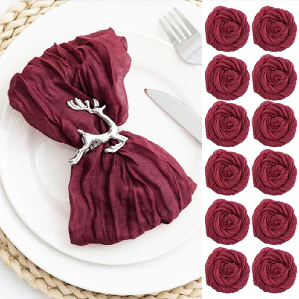 Set of 12/24/60 Cheesecloth Napkins Washable 20x20Inch Boho Cotton Gauze Summer for Wedding Bridal Baby Shower Party Table Decor