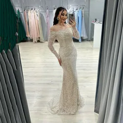 Smileven paillettes sirena abiti da sposa manica lunga Vestido de novia popolare abito da sposa donna 2024