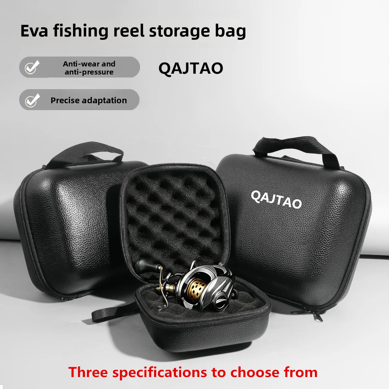 QAJTAO Leather Fishing Reel Bag Shockproof Waterproof Spinning Reel Case Cover for Outdoor Sports Fishing Tackle Storage