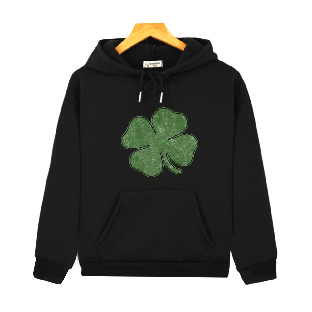 

St Patricks Day Four-leaf Clover Hoodies for Boys/Girls Round Neck Long Sleeve Comfortable Casual Children Tops Sweatshirts Y2k